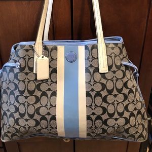 Coach Carry All Signature Stripe PVC Shoulder Bag